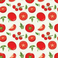Seamless background pattern with fresh red tomato vector