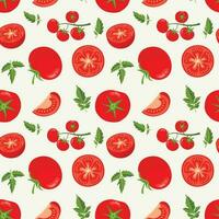 Seamless background pattern with fresh red tomato vector