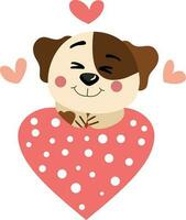 adorable contento perro con corazón vector