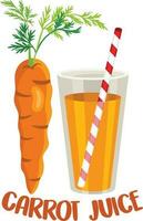 Glass of carrot juice with straw vector