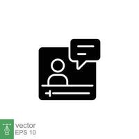 Online training icon. Simple solid style. Webinar, course class video, lecture, advice, tutor concept. Black silhouette, glyph symbol. Vector illustration isolated on white background. EPS 10.