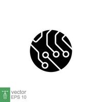 Circuit board icon. Simple solid style. Microchip, tech, computer hardware, circle chip, technology concept. Black silhouette, glyph symbol. Vector illustration isolated on white background. EPS 10.