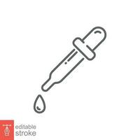 Dropper icon. Simple outline style. Pipette, eye, eyedropper, tincture, dye, color picker concept. Thin line symbol. Vector illustration isolated on white background. Editable stroke EPS 10.