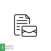 Assign e-mail icon. Simple outline style. Email, client, envelope mail, network, communication concept. Thin line symbol. Vector illustration isolated on white background. EPS 10.