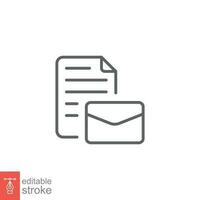 Assign e-mail icon. Simple outline style. Email, client, envelope mail, network, communication concept. Thin line symbol. Vector illustration isolated on white background. Editable stroke EPS 10.