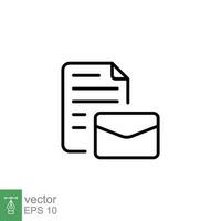 Assign e-mail icon. Simple outline style. Email, client, envelope mail, network, communication concept. Thin line symbol. Vector illustration isolated on white background. EPS 10.