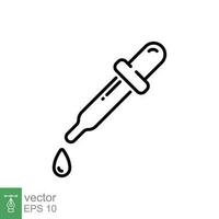 Dropper icon. Simple outline style. Pipette, eye, eyedropper, tincture, dye, color picker concept. Thin line symbol. Vector illustration isolated on white background. EPS 10.