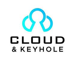 Geometric cloud and security keyhole logo design. vector