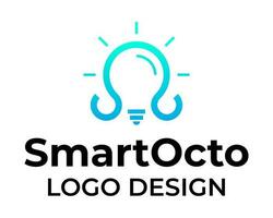 Light bulb icon and octopus logo design. vector
