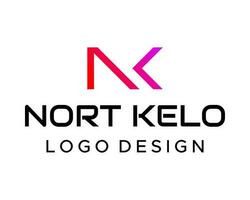 NK letter monogram geometric logo design. vector