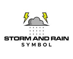 Rain cloud thunder storm weather logo design. vector