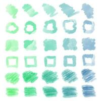 Watercolor brush strokes, frames, circles, squares, geometric shapes. Set of color grunge design elements. Paintbrush Boxes for text. Vector texture banners