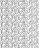 Pattern Background, Black and white seamless pattern for coloring book in doodle style. vector