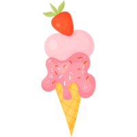 Ice cream cone with strawberries png