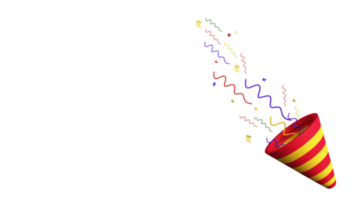 3d framställa av spricker fest poppern med färgrik konfetti element. png