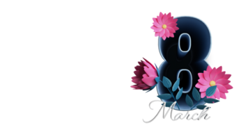 8 March Text Decorated With Floral Element. 3D Render. png
