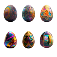 3d rendere di colorato zhostovo uova collezione per Pasqua concetto. png