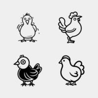 Cute cartoon baby chicken set isolated on white vector