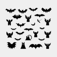 Black silhouettes of bats set isolated on white background vector
