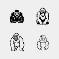 Set of baby gorilla cartoon with different poses and expressions vector