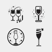 conjunto de vino vaso icono vector sencillo diseño símbolos