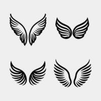 Set of hand drawn bird or angel wings of different shape in open position vector