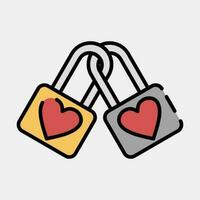 Icon padlock with heart. South Korea elements. Icons in filled line style. Good for prints, posters, logo, advertisement, infographics, etc. vector