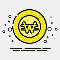 Icon korean won currency. South Korea elements. Icons in MBE style. Good for prints, posters, logo, advertisement, infographics, etc. vector