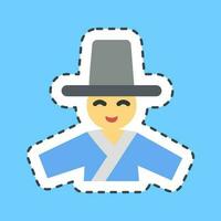 Sticker line cut south korean man. South Korea elements. Good for prints, posters, logo, advertisement, infographics, etc. vector