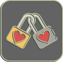 Icon padlock with heart. South Korea elements. Icons in embossed style. Good for prints, posters, logo, advertisement, infographics, etc. vector