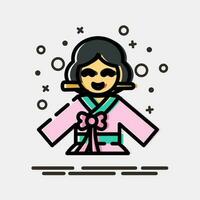 Icon south korean woman. South Korea elements. Icons in MBE style. Good for prints, posters, logo, advertisement, infographics, etc. vector