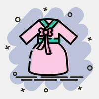 icono hanbok vestido. sur Corea elementos. íconos en cómic estilo. bueno para huellas dactilares, carteles, logo, anuncio publicitario, infografía, etc. vector