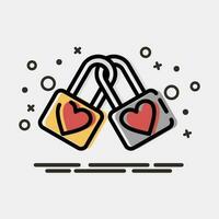 Icon padlock with heart. South Korea elements. Icons in MBE style. Good for prints, posters, logo, advertisement, infographics, etc. vector