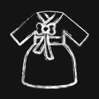 Icon hanbok dress. South Korea elements. Icons in chalk style. Good for prints, posters, logo, advertisement, infographics, etc. vector