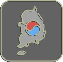 Icon south korea map. South Korea elements. Icons in embossed style. Good for prints, posters, logo, advertisement, infographics, etc. vector