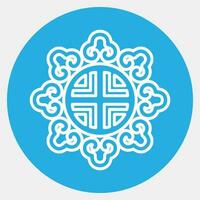 icono coreano tradicional ornamento. sur Corea elementos. íconos en azul redondo estilo. bueno para huellas dactilares, carteles, logo, anuncio publicitario, infografía, etc. vector