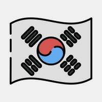 Icon south korean flag. South Korea elements. Icons in filled line style. Good for prints, posters, logo, advertisement, infographics, etc. vector