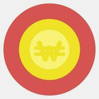 Icon korean won currency. South Korea elements. Icons in color mate style. Good for prints, posters, logo, advertisement, infographics, etc. vector