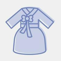 icono hanbok vestido. sur Corea elementos. íconos en dos tono estilo. bueno para huellas dactilares, carteles, logo, anuncio publicitario, infografía, etc. vector