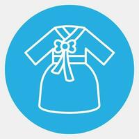 icono hanbok vestido. sur Corea elementos. íconos en azul redondo estilo. bueno para huellas dactilares, carteles, logo, anuncio publicitario, infografía, etc. vector