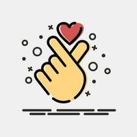 icono corazón símbolo con dedo mano. sur Corea elementos. íconos en mbe estilo. bueno para huellas dactilares, carteles, logo, anuncio publicitario, infografía, etc. vector