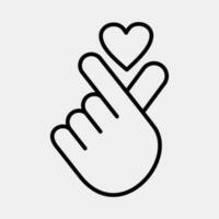 Icon heart symbol with finger hand. South Korea elements. Icons in line style. Good for prints, posters, logo, advertisement, infographics, etc. vector