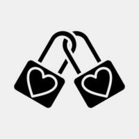 Icon padlock with heart. South Korea elements. Icons in glyph style. Good for prints, posters, logo, advertisement, infographics, etc. vector