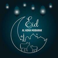 eid al adha mubarak islamic elegant creative vector design,