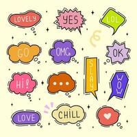 Set of colorful speech bubbles. Hand-drawn chatting clouds. Chatting. Vector illustration.