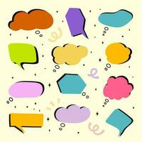 Set of colorful speech bubbles. Hand-drawn chatting clouds. Chatting. Vector illustration.