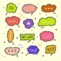 Set of colorful speech bubbles. Hand-drawn chatting clouds. Chatting. Vector illustration.