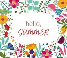 Hello Summer concept design, abstract illustration with exotic leaves, colorful design, summer background banner vector