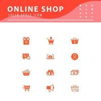 Online shopping application Interface related icon set. Website sign, solid style icon vector