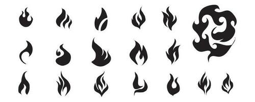 Fire flames, set vector icons